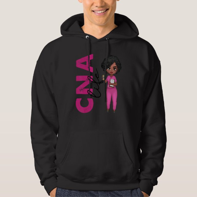 Black African American Cna Nurse  Healthcare Worke Hoodie (Framsida)