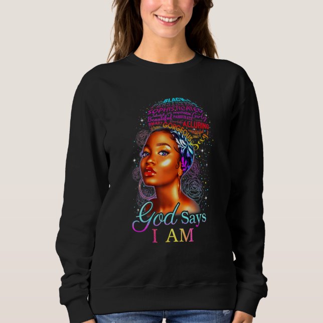 Black African American Ebony Blsed Queen Empower T Shirt (Framsida)