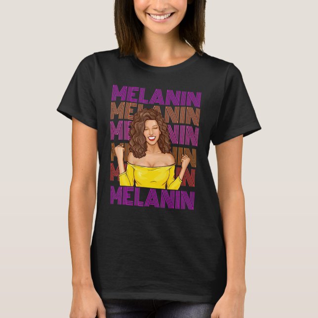 Black African American Ebony Melanin Queen Empower T Shirt (Framsida)