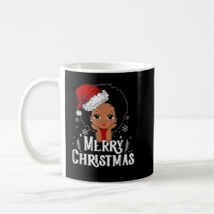 Black African American Girl Santa Hat jul Me Kaffemugg