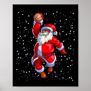 Black African American Jultomten Basketball Afro Poster