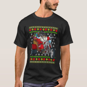 Black African American Jultomten Biker Motorcycl T Shirt