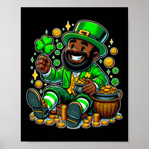 Black African American Leprechaun Saint patrick Poster