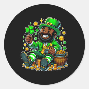 Black African American Leprechaun Saint patrick Runt Klistermärke