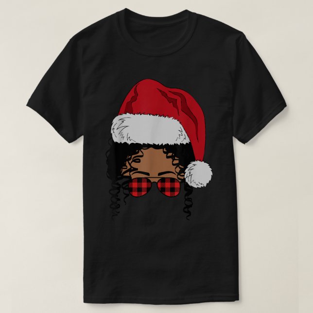 Black African American Santa Afro jul Melani T Shirt (Design framsida)