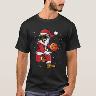 Black African American Santa Basketball T Shirt