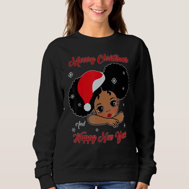 Black African American Santa Christmas Melanin Gir T Shirt (Framsida)