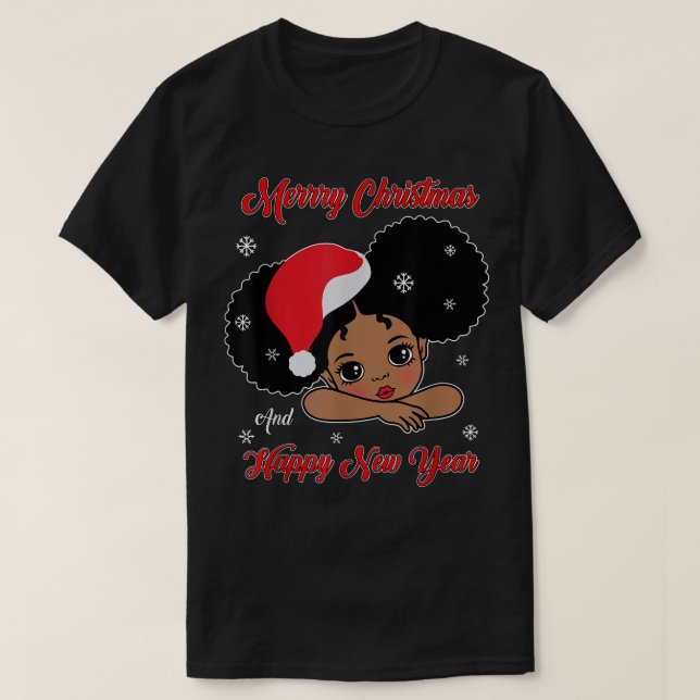 Black African American Santa Melanin Gir T Shirt (Design framsida)