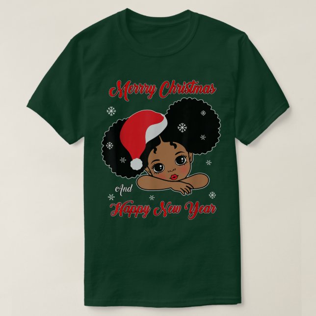 Black African American Santa Melanin Gir T Shirt (Design framsida)
