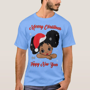 Black African American Santa Melanin Gir T Shirt