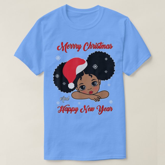 Black African American Santa Melanin Gir T Shirt (Design framsida)