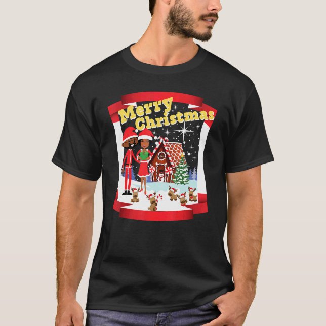 Black African American Santa och Mr. och Claus T Shirt (Framsida)
