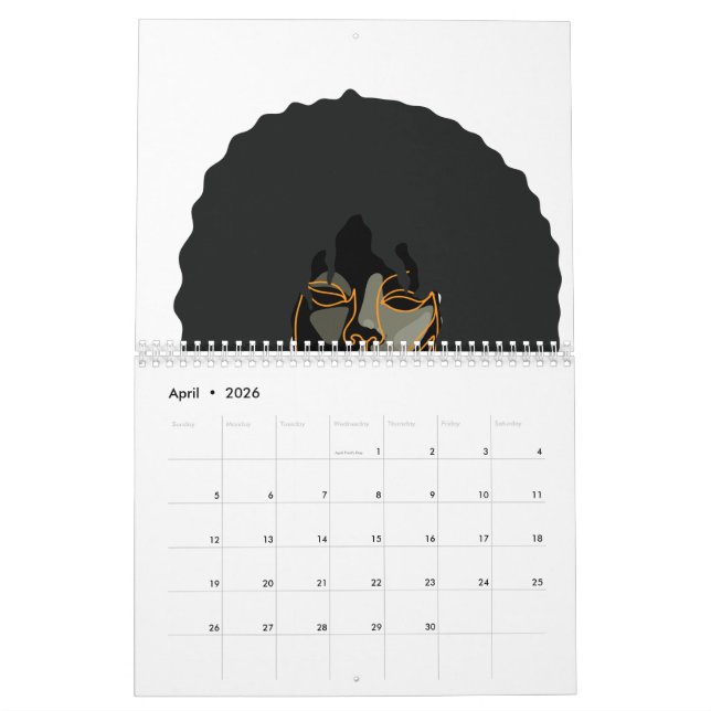 Black African American Woman Porträtt Calendar Kalender (Apr 2026)