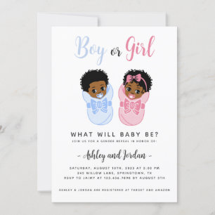 Black African American Wrapped Baby Gender Reveal Inbjudningar