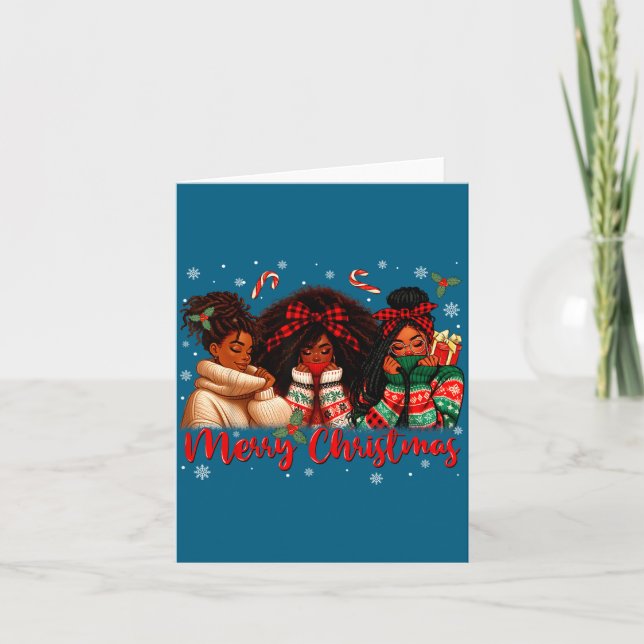 Black African Girl American Melanin Christmas Sant Kort (Framsida)