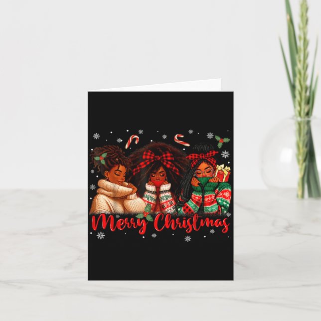 Black African Girl American Melanin Christmas Sant Kort (Framsida)