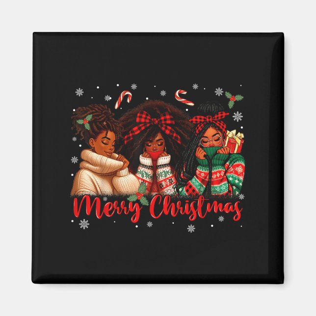 Black African Girl American Melanin Christmas Sant Magnet (Framsidan)