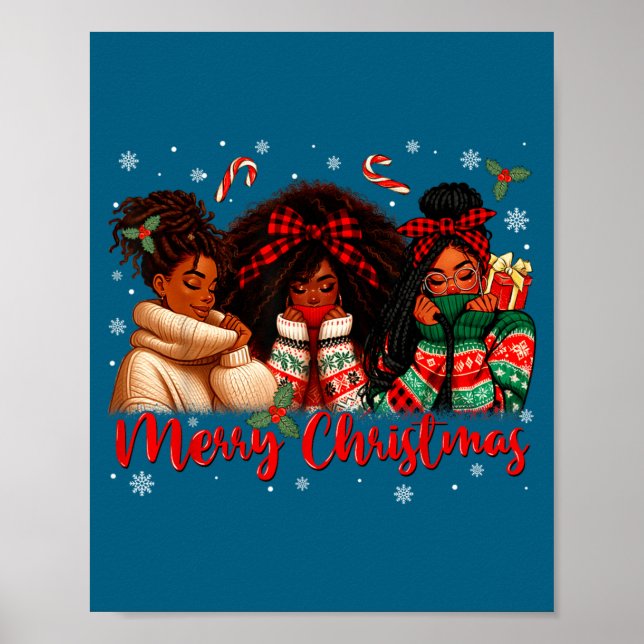 Black African Girl American Melanin Christmas Sant Poster (Framsidan)