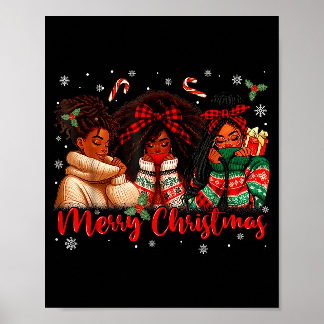 Black African Girl American Melanin Christmas Sant Poster (Framsidan)