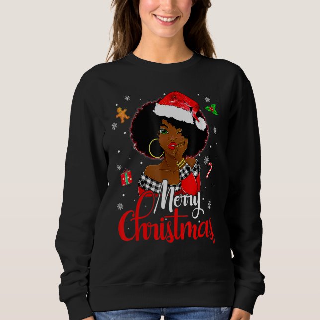 Black African Girl American Melanin Christmas Sant T Shirt (Framsida)
