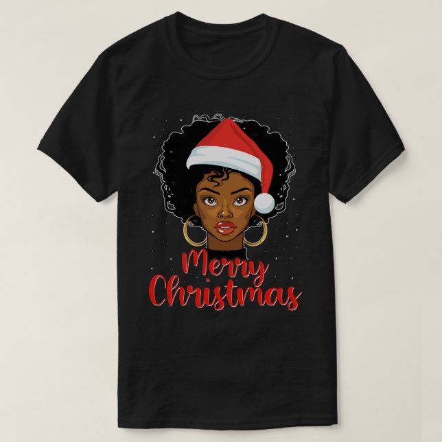 Black African Girl American Melanin Christmas Sant T Shirt (Design framsida)