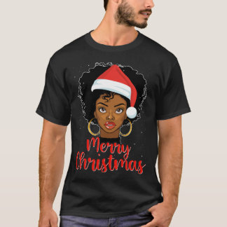 Black African Girl American Melanin Christmas Sant T Shirt