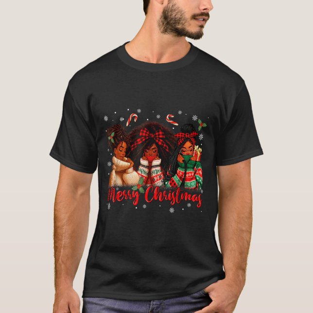 Black African Girl American Melanin Christmas Sant T Shirt (Framsida)