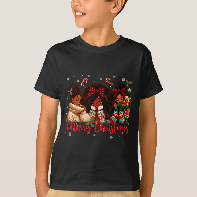Black African Girl American Melanin Christmas Sant T Shirt (Framsida)
