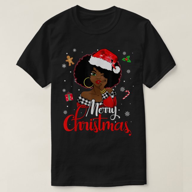 Black African Girl American Melanin jul Sant T Shirt (Design framsida)