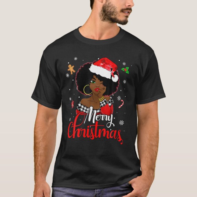 Black African Girl American Melanin jul Sant T Shirt (Framsida)