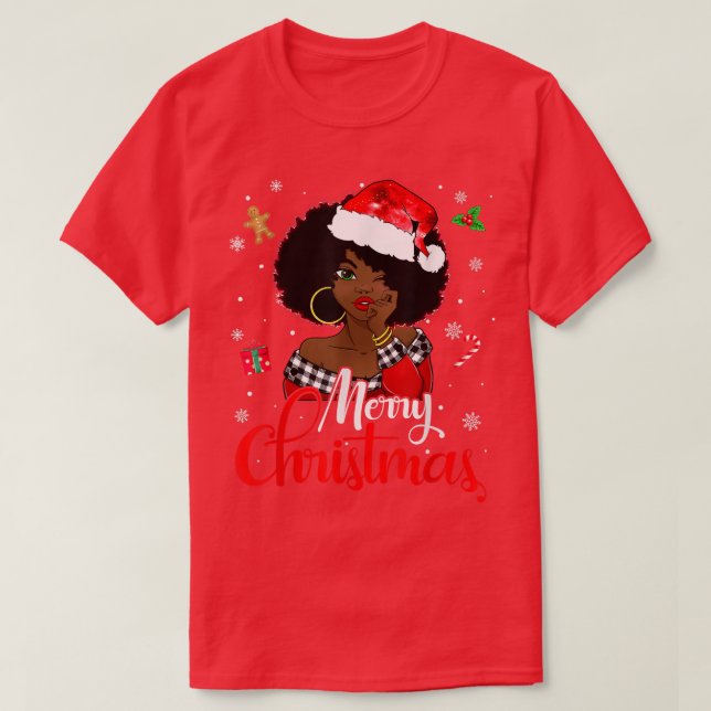 Black African Girl American Melanin jul Sant T Shirt (Design framsida)
