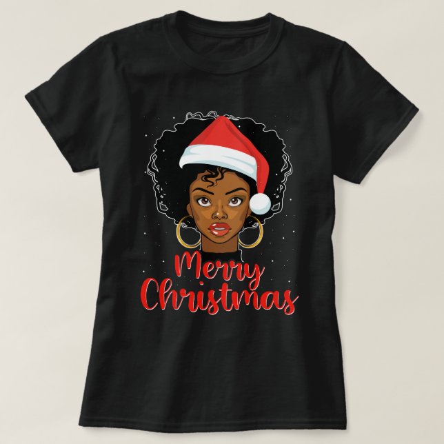 Black African Girl American Melanin jul Sant T Shirt (Design framsida)