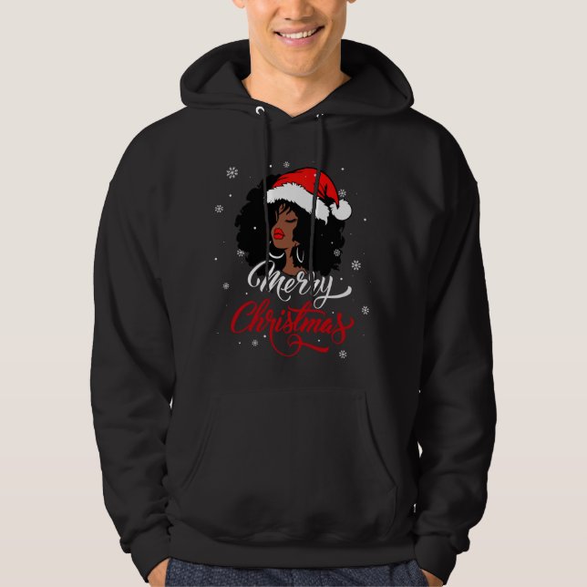 Black African Girl American Santa Melani Hoodie (Framsida)