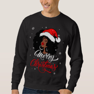 Black African Girl American Santa Melani Lång Ärmad Tröja