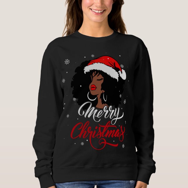 Black African Girl American Santa Melani T Shirt (Framsida)