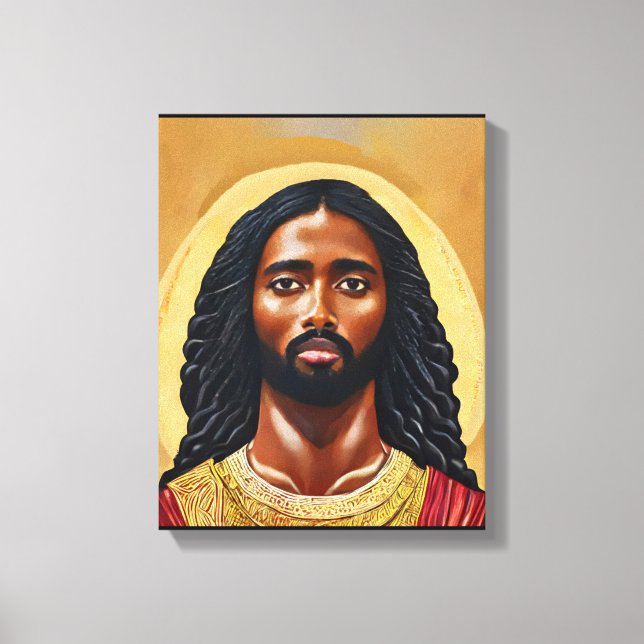 Black African Jesus Religiösa Art Canvastryck (Framsida)