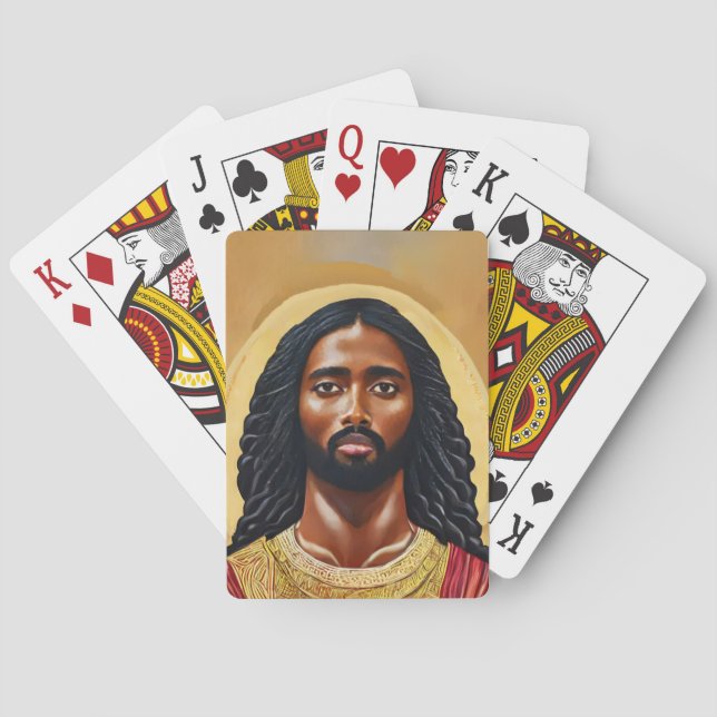 Black African Jesus Religiösa Art Casinokort (Baksidan)