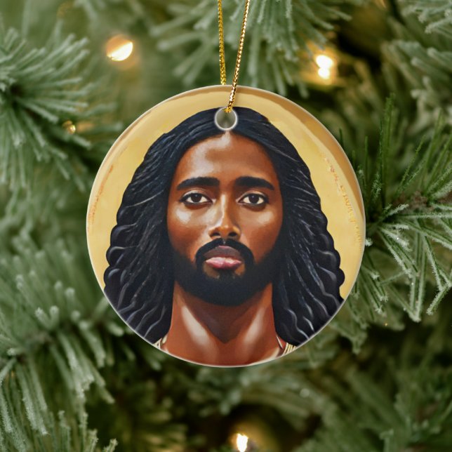 Black African Jesus Religiösa Art Julgransprydnad Keramik (Träd)