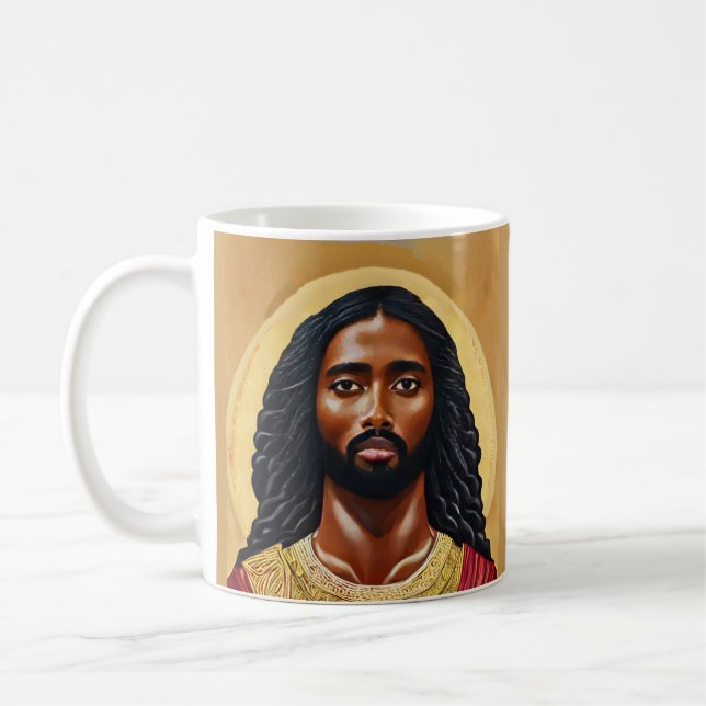 Black African Jesus Religiösa Art Kaffemugg (Vänster)