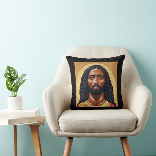 Black African Jesus Religiösa Art Kudde (Stol)
