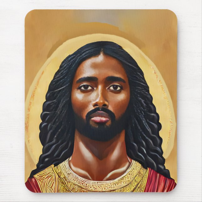 Black African Jesus Religiösa Art Musmatta (Framsidan)