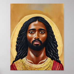 Black African Jesus Religiösa Art Poster