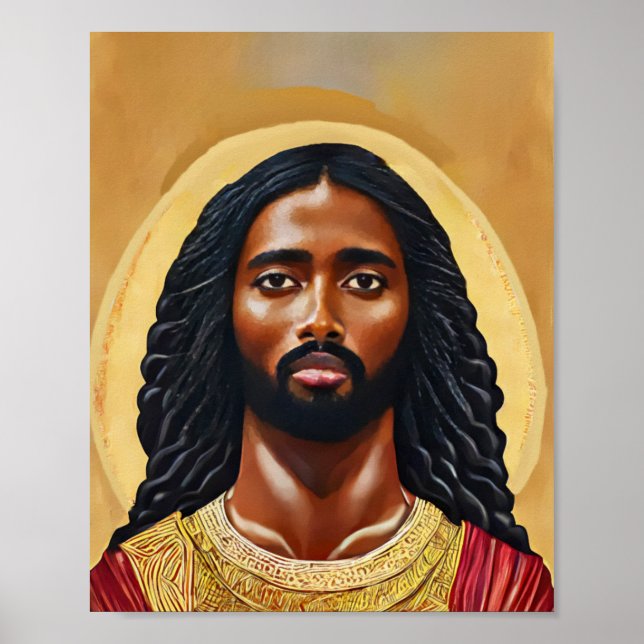 Black African Jesus Religiösa Art Poster (Framsidan)