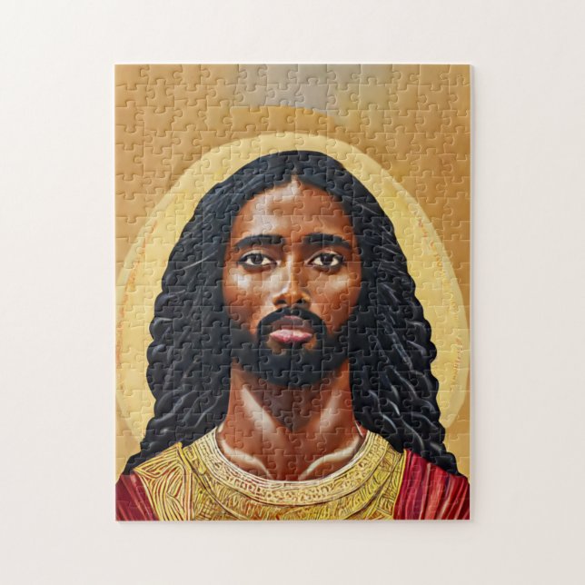 Black African Jesus Religiösa Art Pussel (Vertikal)