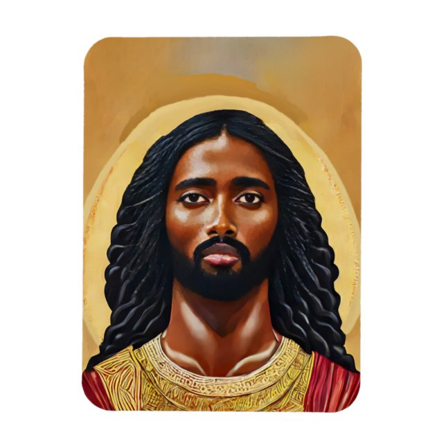 Black African Man Jesus Kristus porträtt Art Magnet (Vertikal)