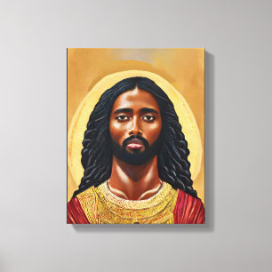Black African Man Jesus Kristus Religiösa Art Canvastryck