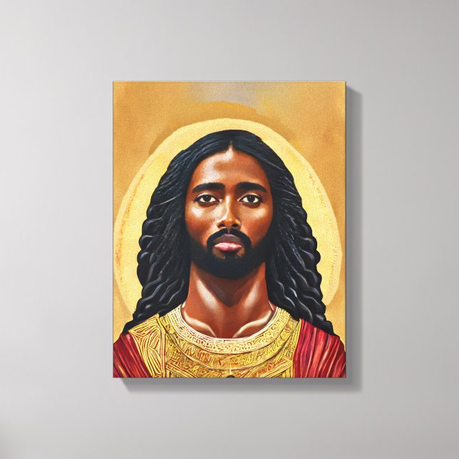 Black African Man Jesus Kristus Religiösa Art Canvastryck (Framsida)