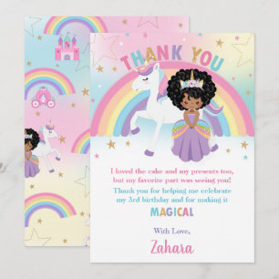 Black African Princess Rainbow Unicorn Birthday Tack Kort