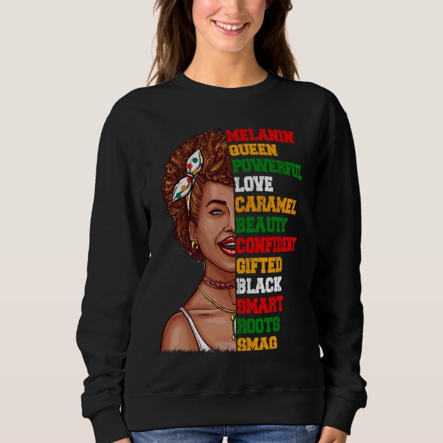 Black African Queen Words Girl Afro Natural Hair M T Shirt (Framsida)