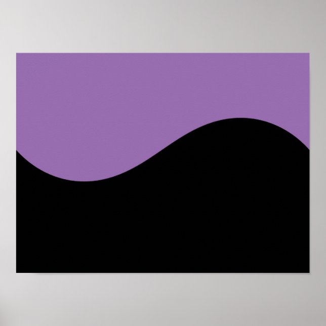 Black & African Violet Lila Modern Kurvor Blank Poster (Framsidan)